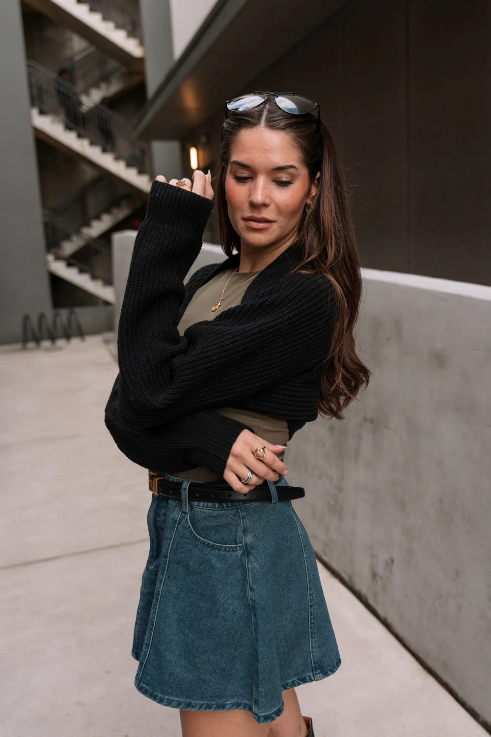 Myra Cropped Long Sleeve Knit Shrug - Image 10