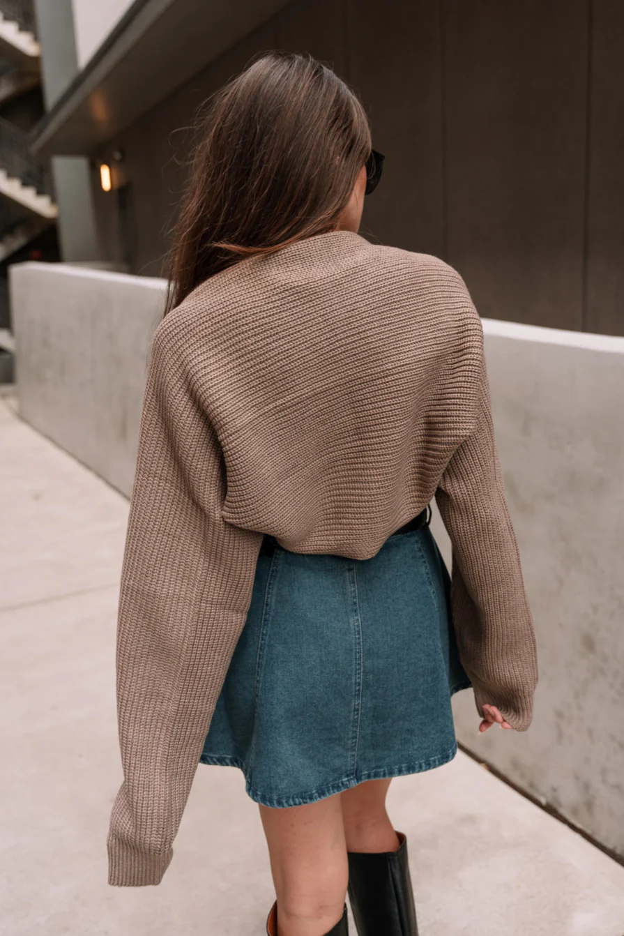 Myra Cropped Long Sleeve Knit Shrug - Image 3
