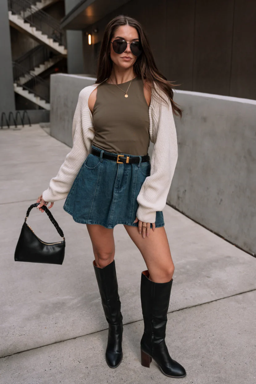 Myra Cropped Long Sleeve Knit Shrug - Image 4