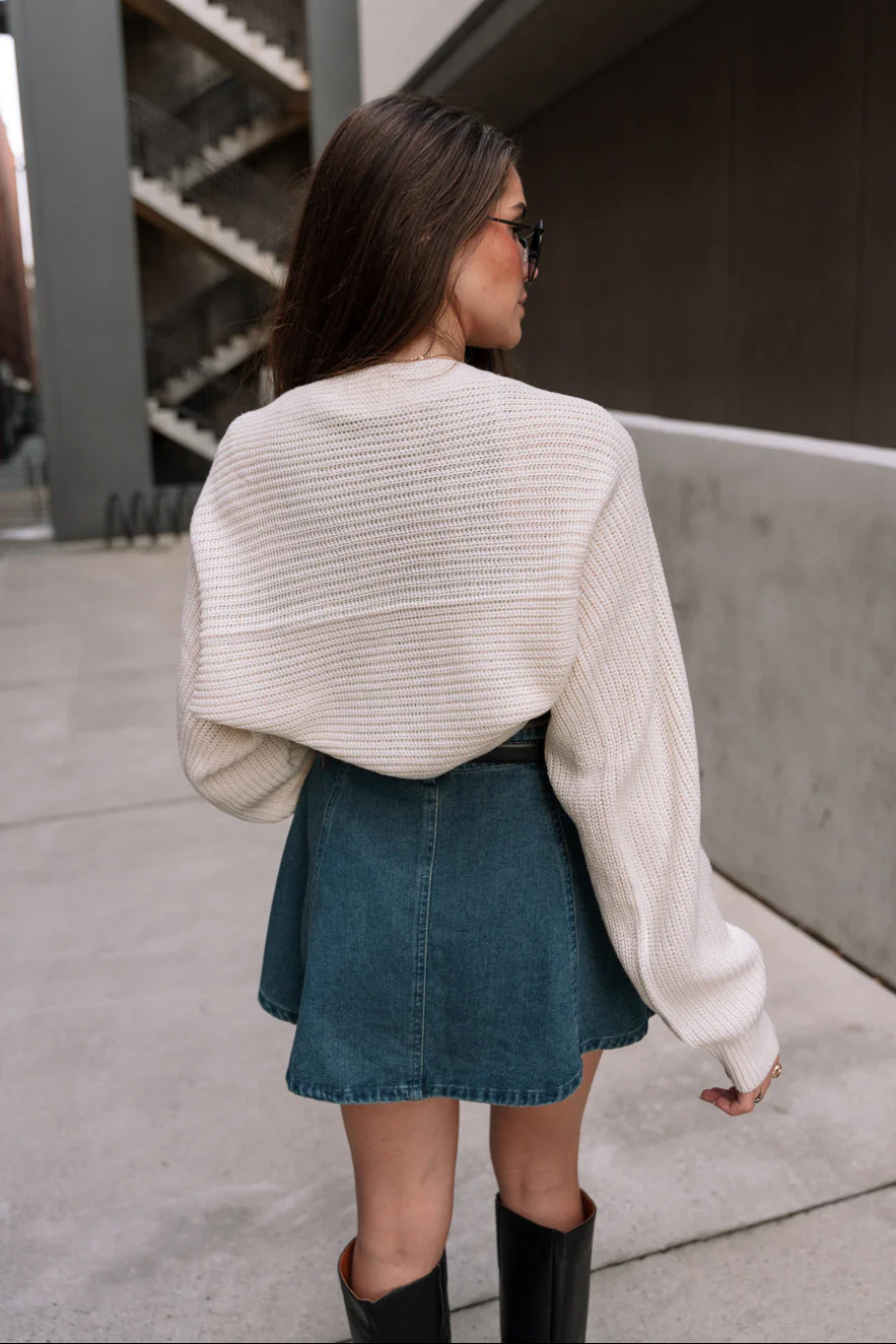 Myra Cropped Long Sleeve Knit Shrug - Image 7
