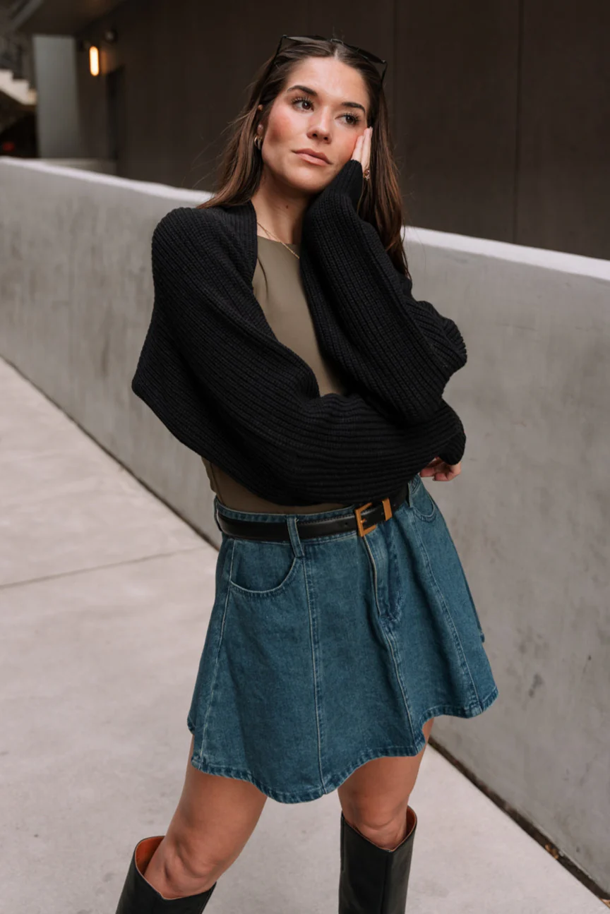 Myra Cropped Long Sleeve Knit Shrug - Image 9