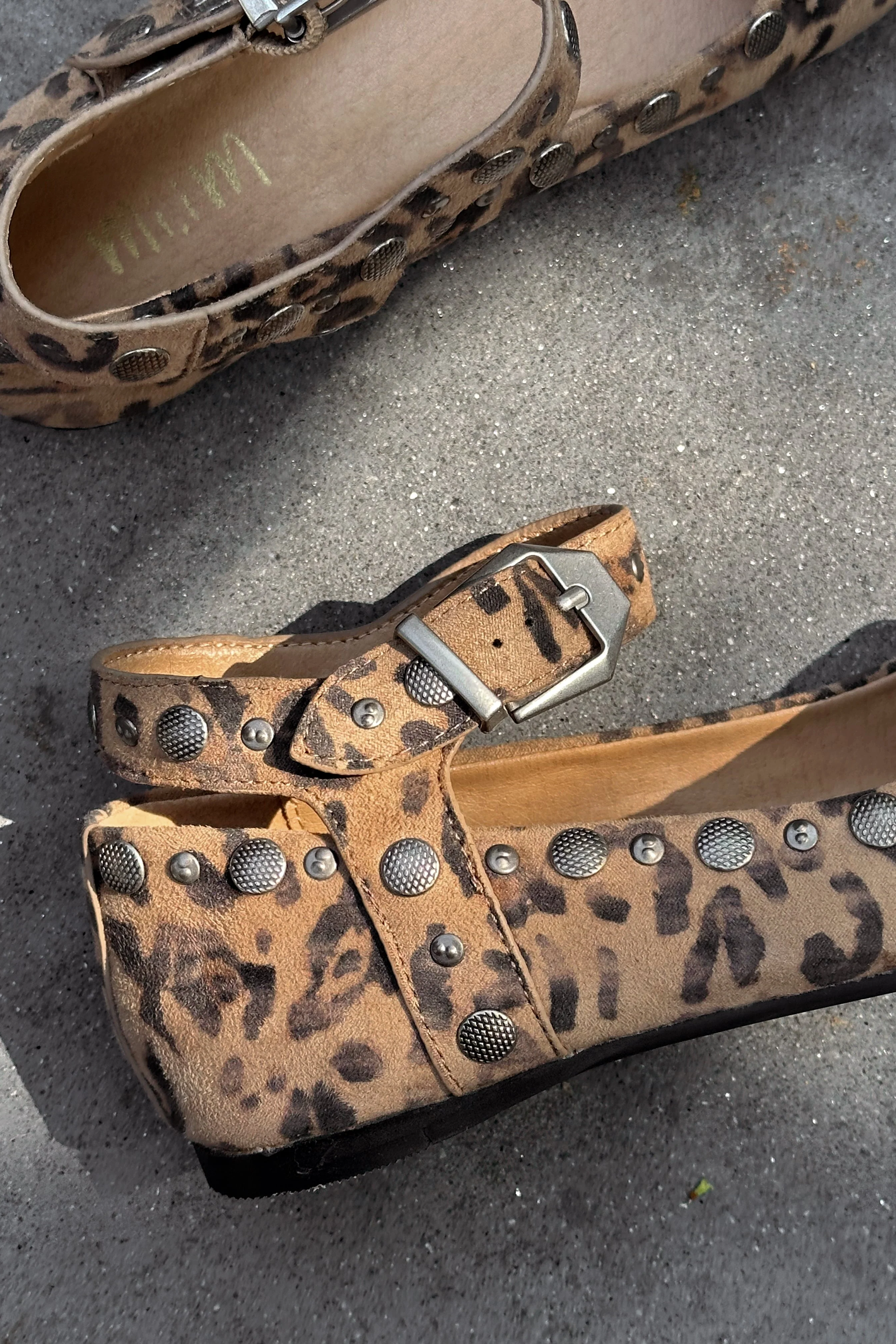 Mystic Leopard Studded Ankle Strap Flat - Image 3