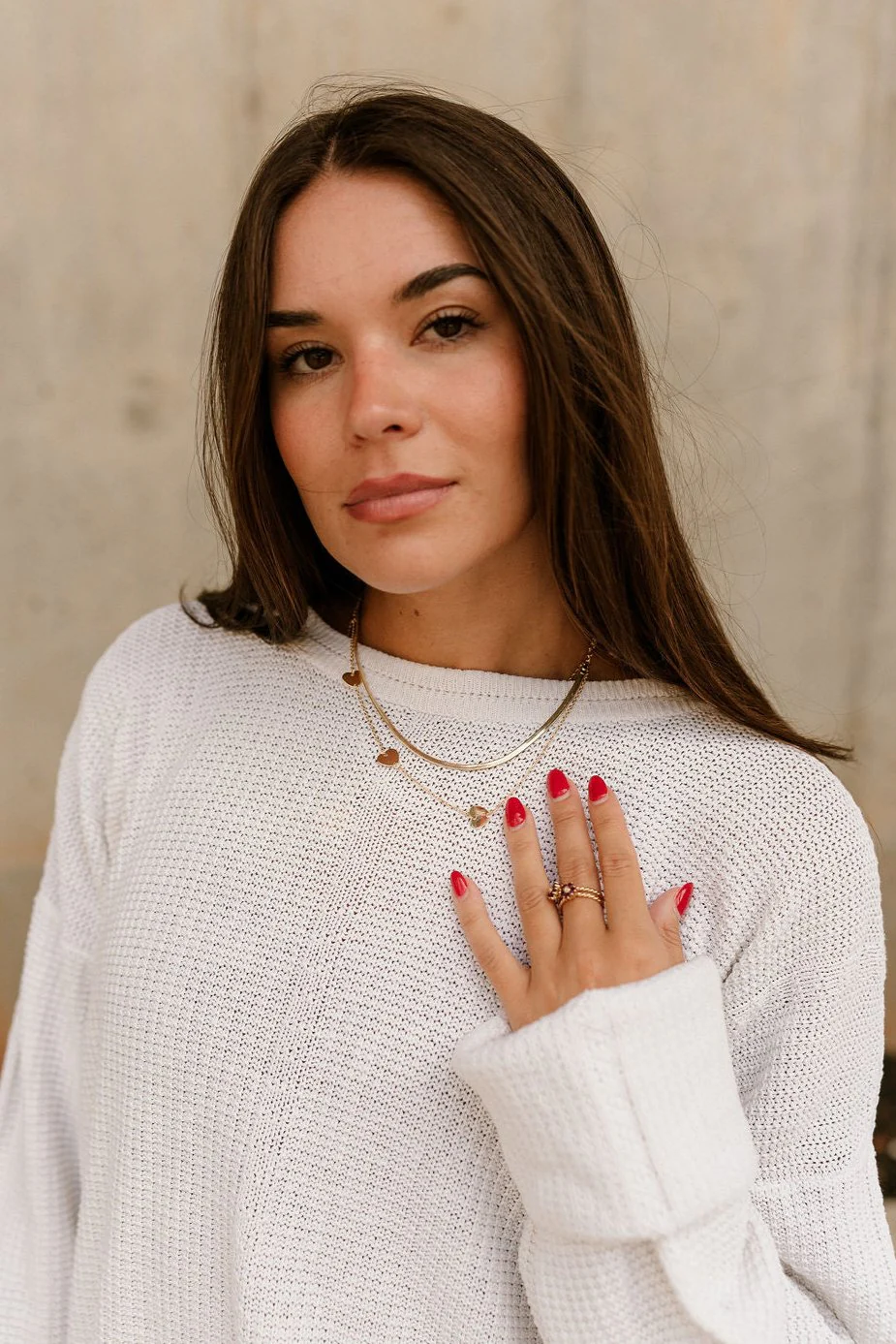 Valeria Gold Dipped Hearts Layer Necklace - Image 2
