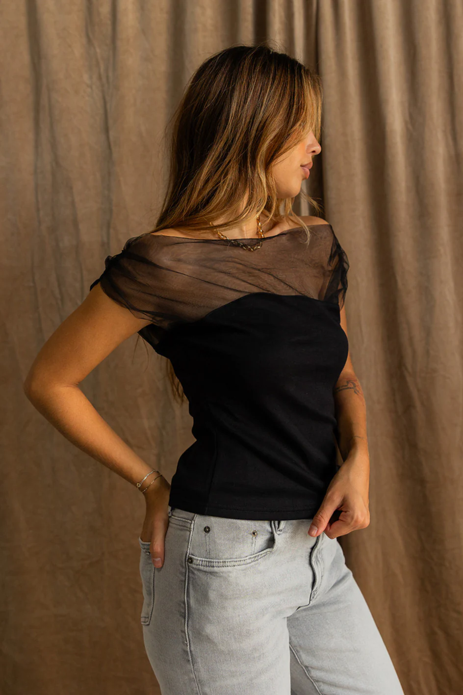 Naomi Black Off-The-Shoulder Top - Image 3