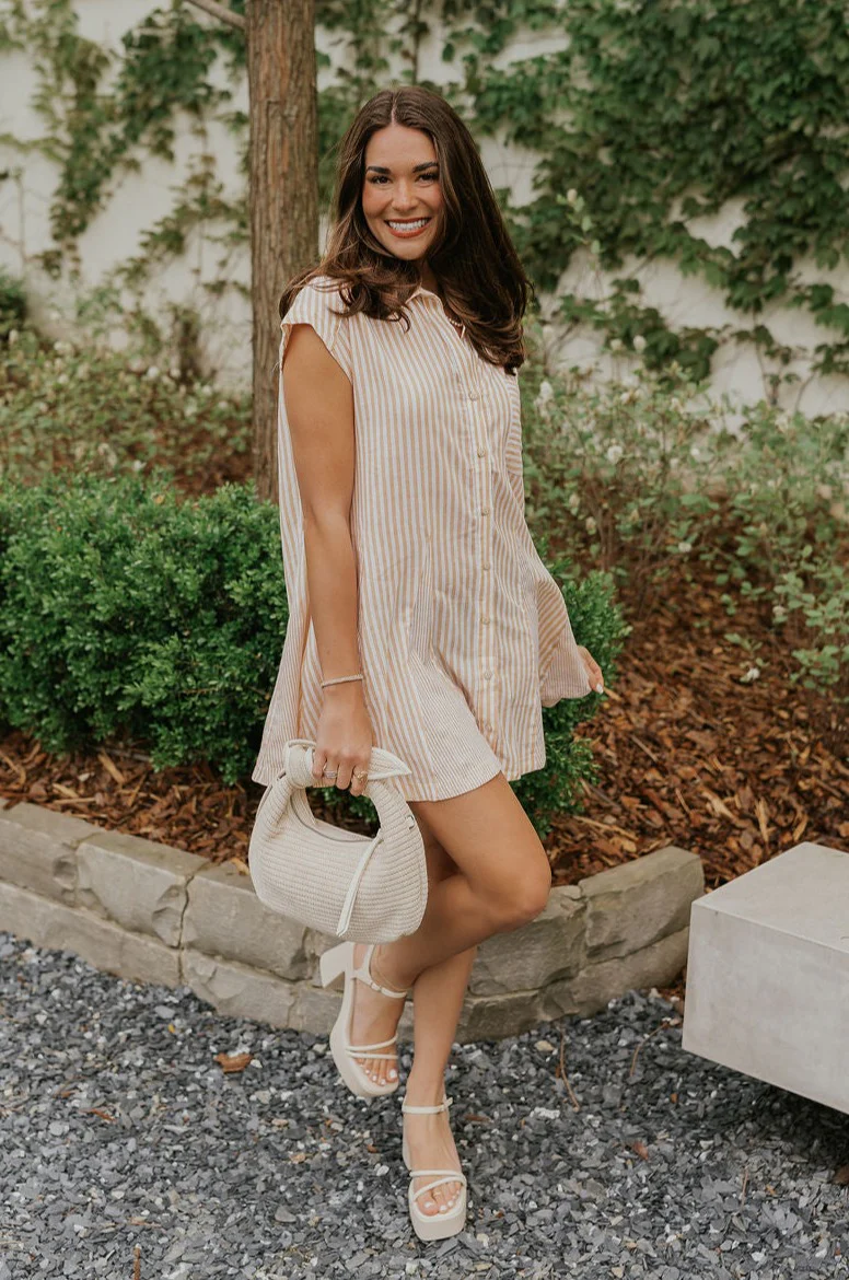 Naomi Yellow & Cream Stripe Button-Up Dress