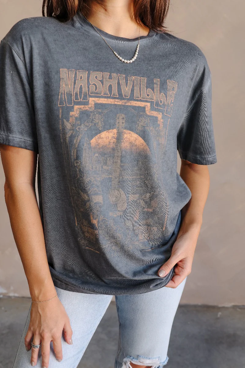 Nashville Charcoal Grey Short Sleeve Graphic Tee - Image 4