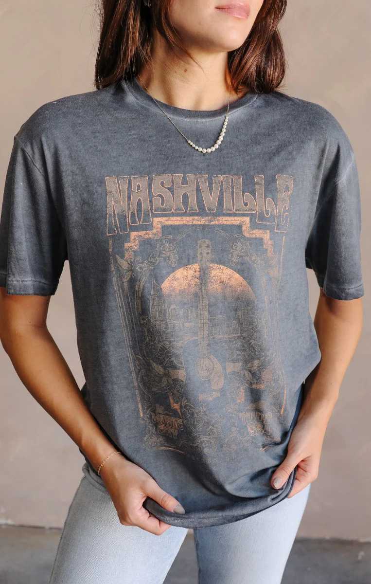 Nashville Charcoal Grey Short Sleeve Graphic Tee - Image 5