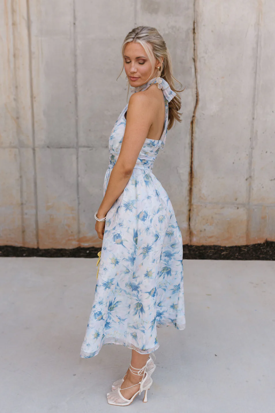 Natalia Blue Multi Floral Halter Midi Dress - Image 10