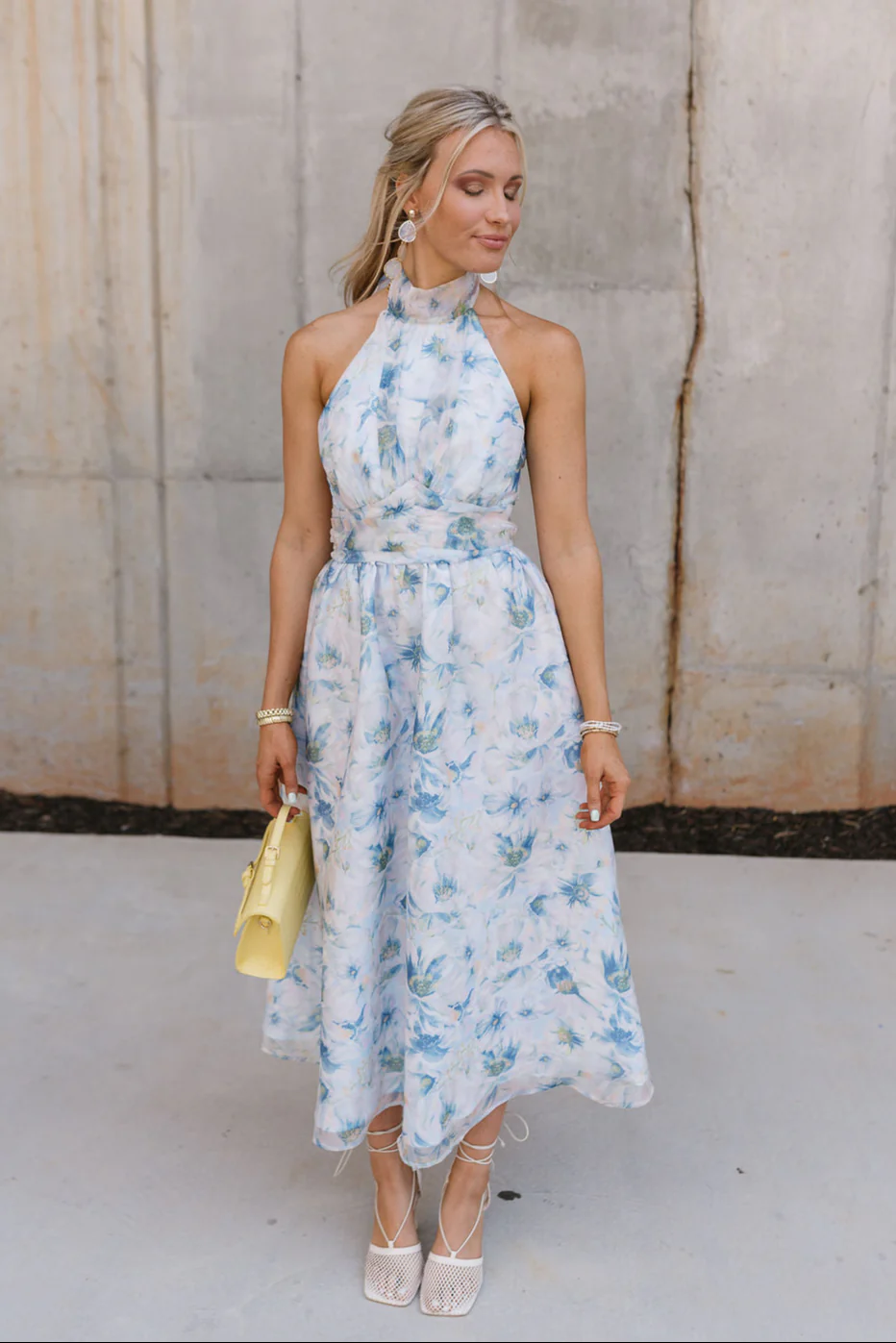 Natalia Blue Multi Floral Halter Midi Dress - Image 6