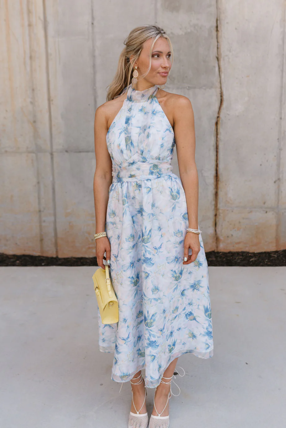 Natalia Blue Multi Floral Halter Midi Dress - Image 8