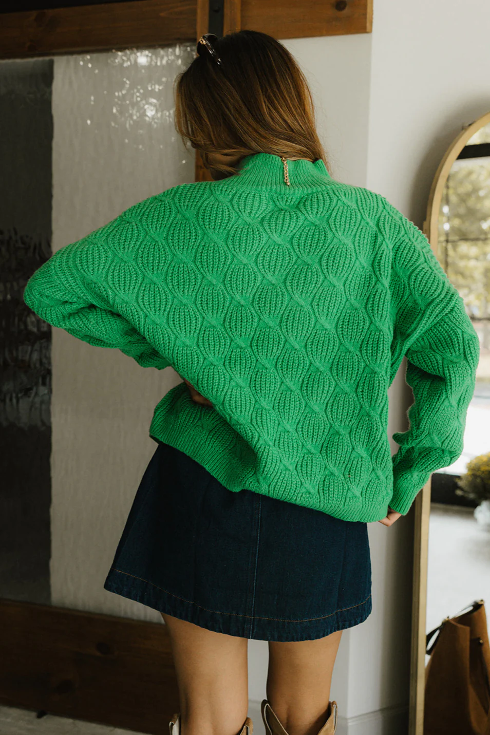 Natalia Green Cable Knit Sweater - Image 4