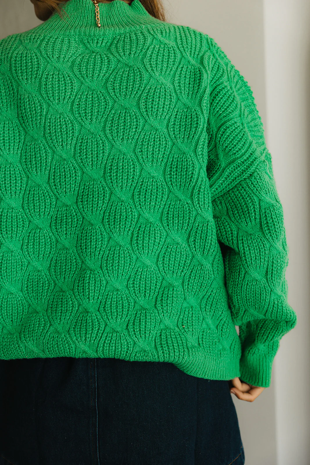 Natalia Green Cable Knit Sweater - Image 8