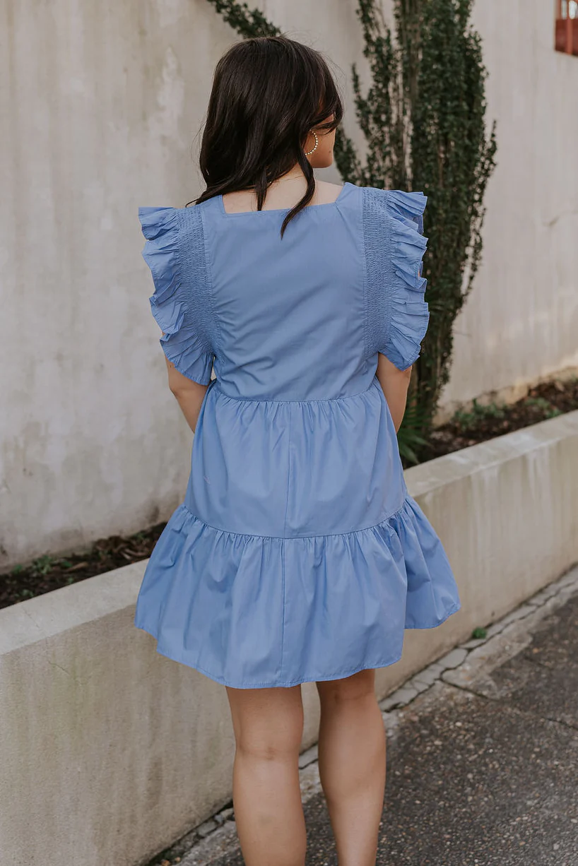 Nicole Blue Ruffle Short Sleeve Mini Dress - Image 6