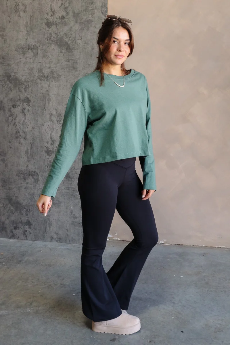 Nicole Green Cropped Long Sleeve Sweatshirt - Image 3
