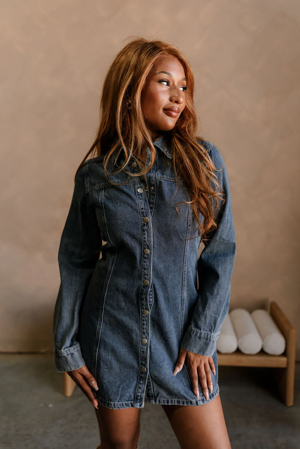 Nikki Denim Button-Up Mini Dress - Image 4