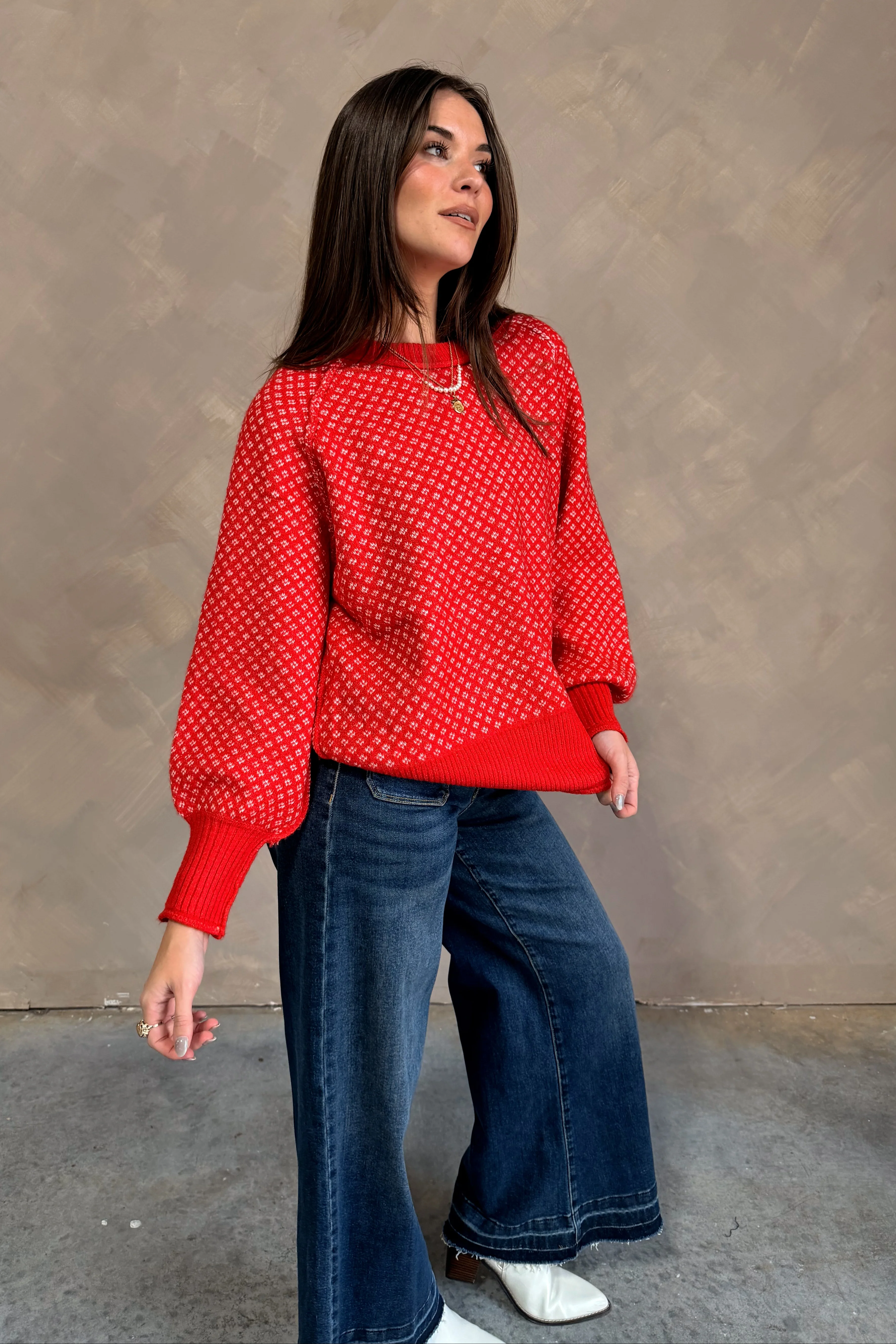 Nila Red & White Sweater - Image 3