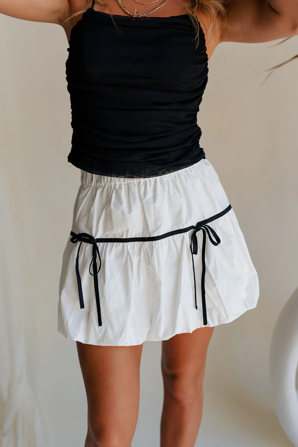 Nina Bow Detail Mini Skirt - Image 10