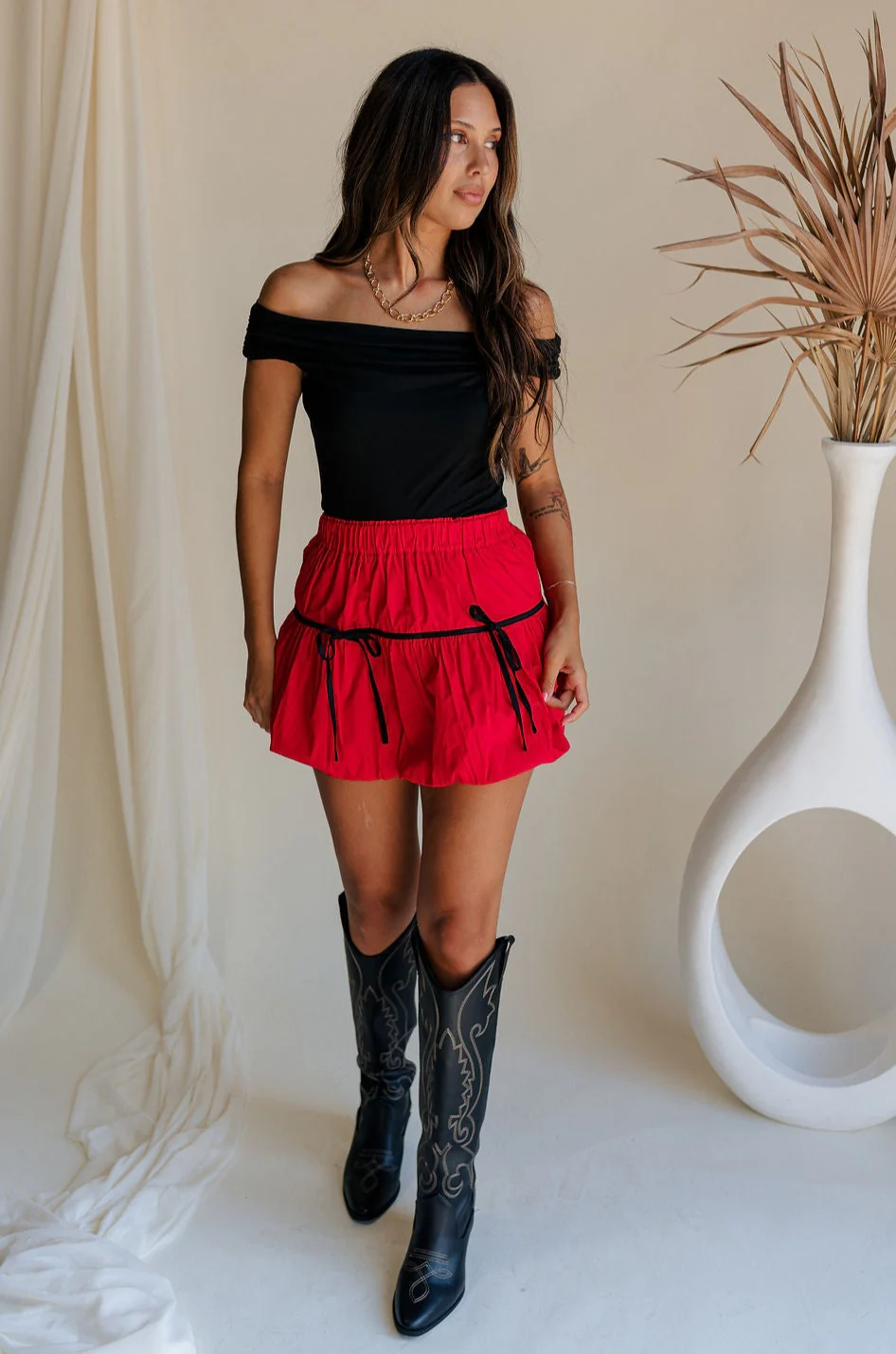 Nina Bow Detail Mini Skirt - Image 2