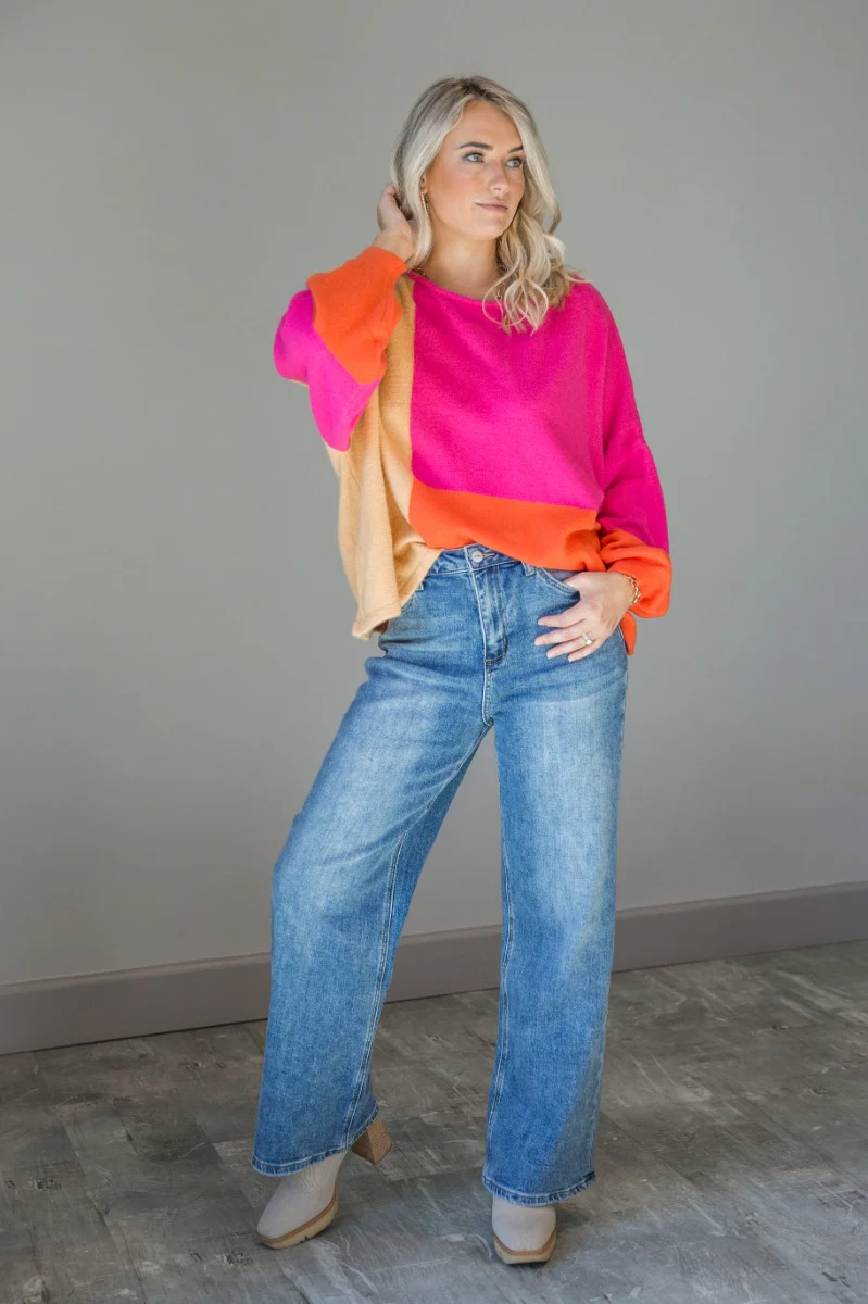 Noa Color Block Long Sleeve Sweater - Image 2