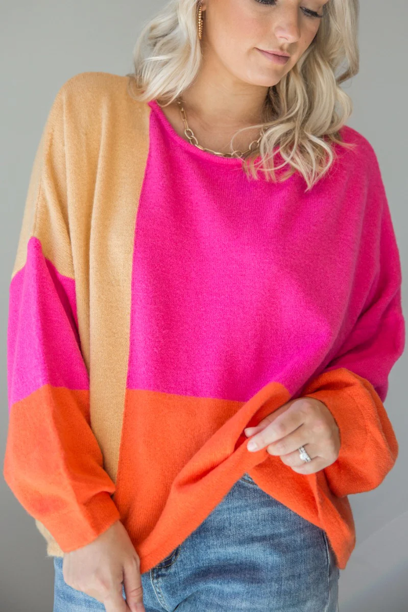 Noa Color Block Long Sleeve Sweater - Image 3