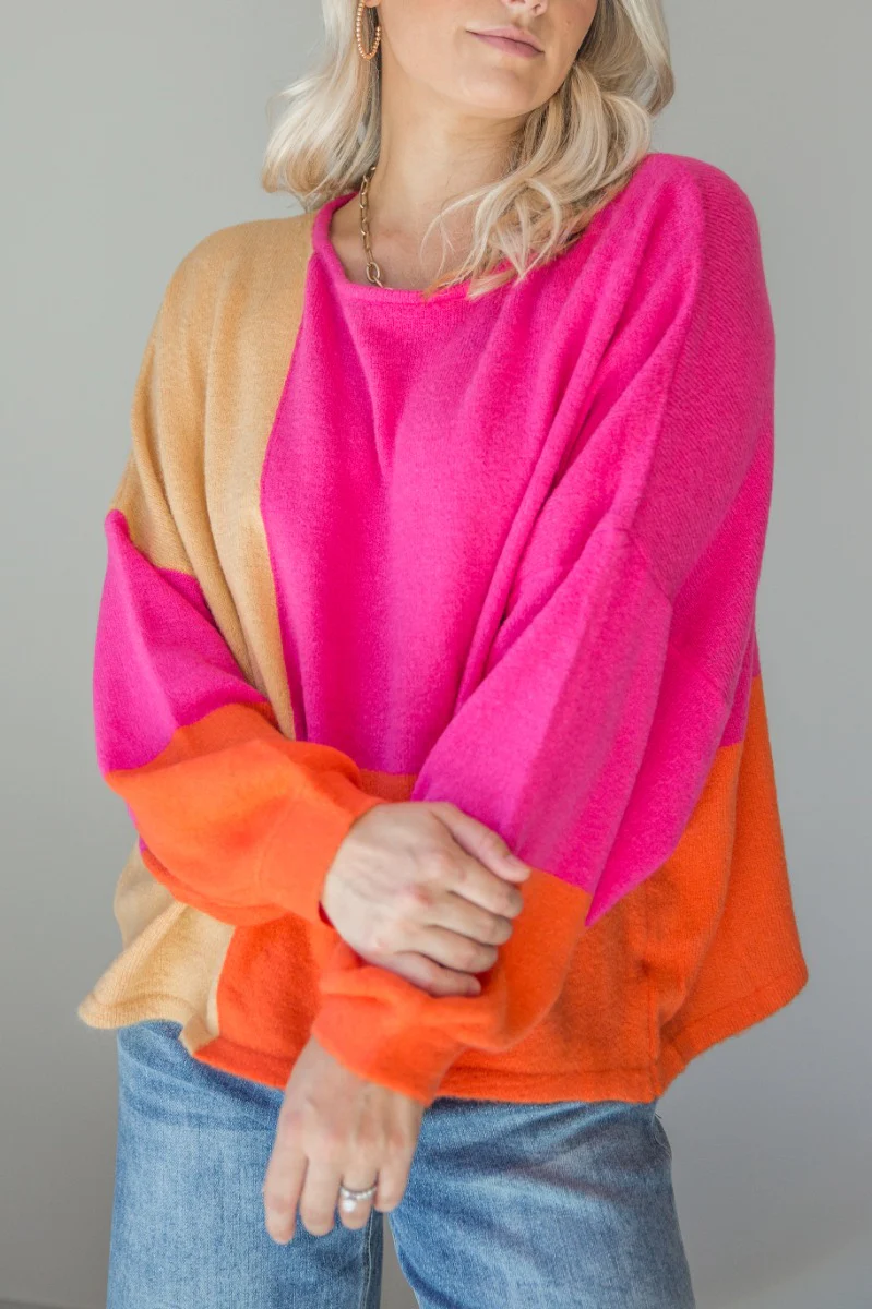 Noa Color Block Long Sleeve Sweater - Image 4