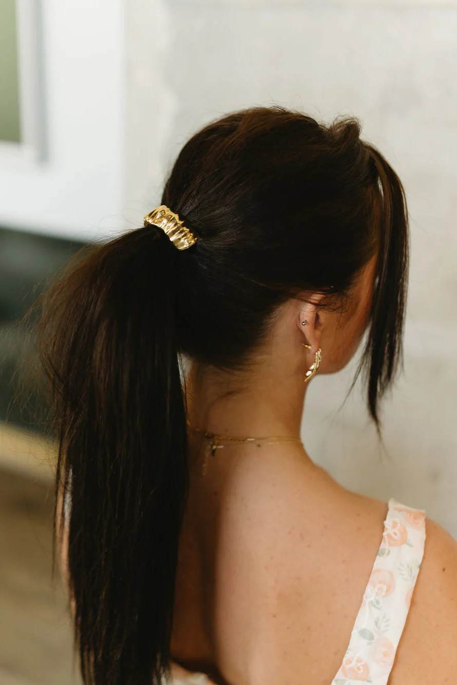 Nora Gold Geometric Metal Cuff Hair Tie