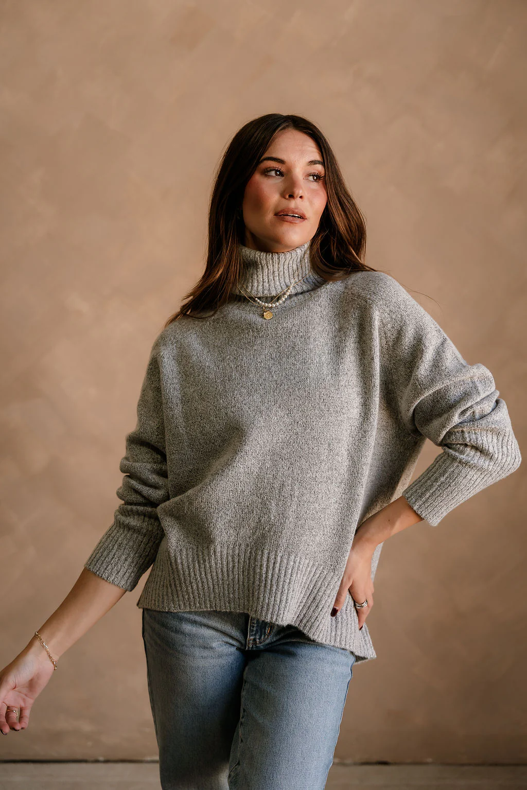 Norah Heather Grey Turtleneck Sweater - Image 3