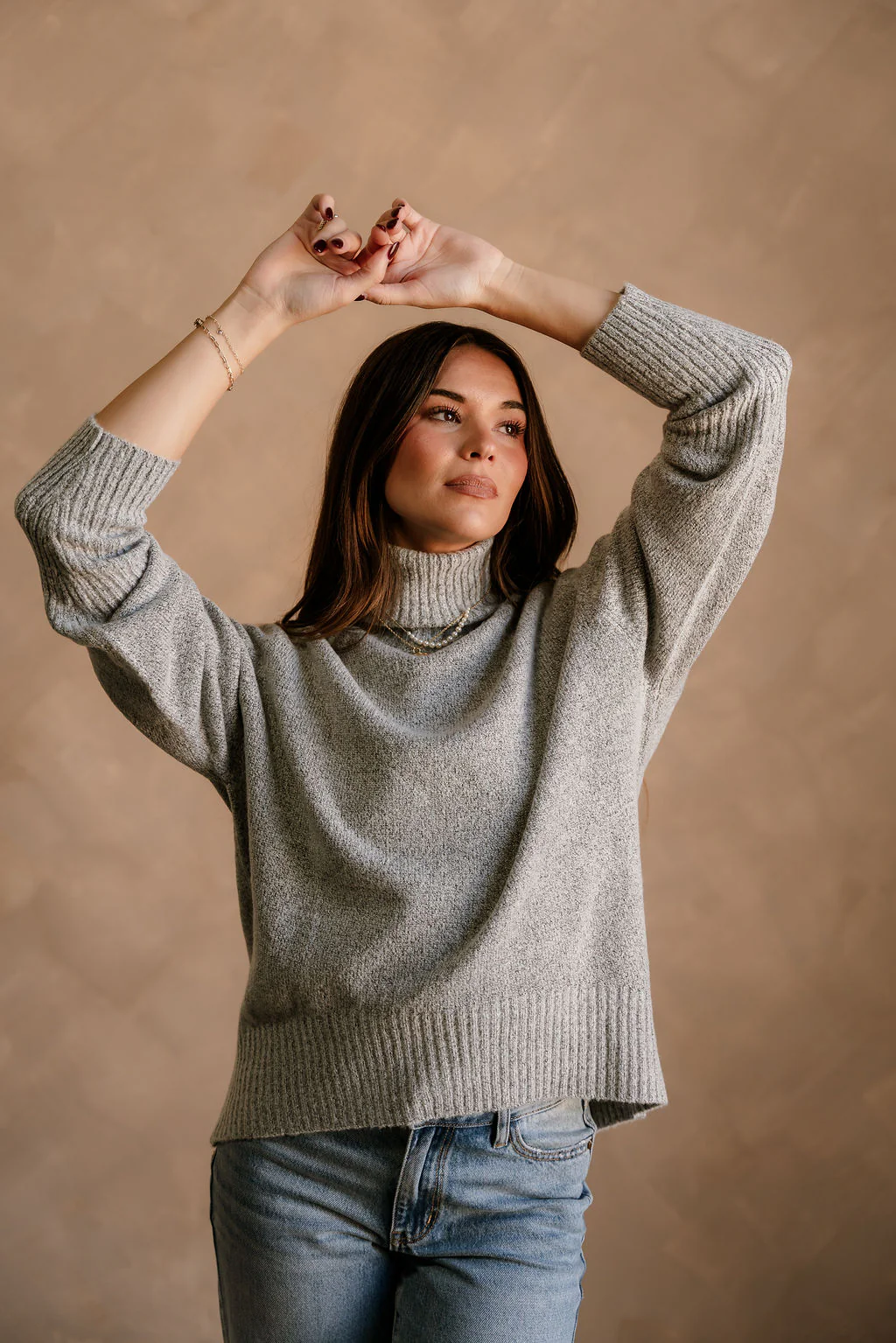 Norah Heather Grey Turtleneck Sweater - Image 4