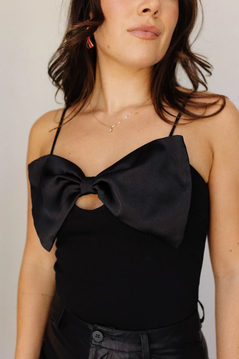 Nova Black Bow Sleeveless Bodysuit - Image 3