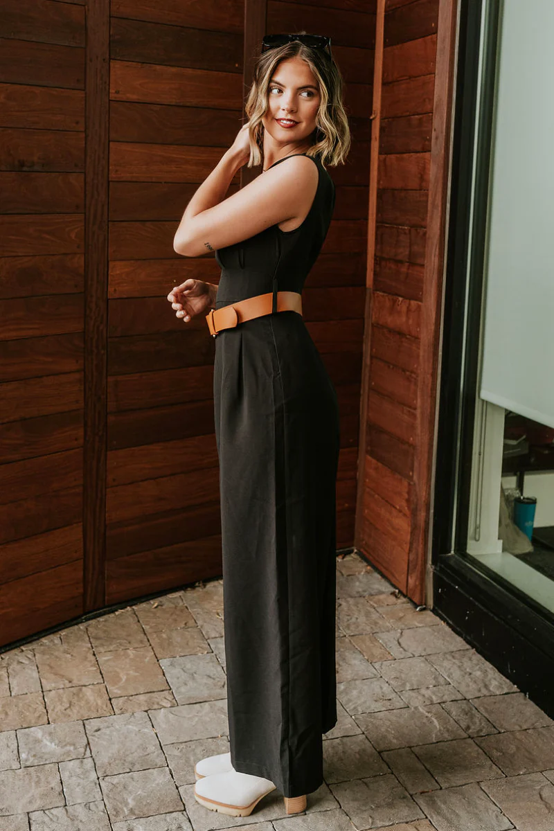 Nova Black Sleeveless Belted Jumpsuit - Image 6