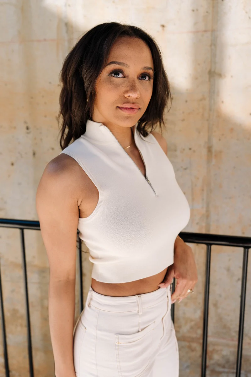 Nova Cream Knit Quarter Zip Up Tank