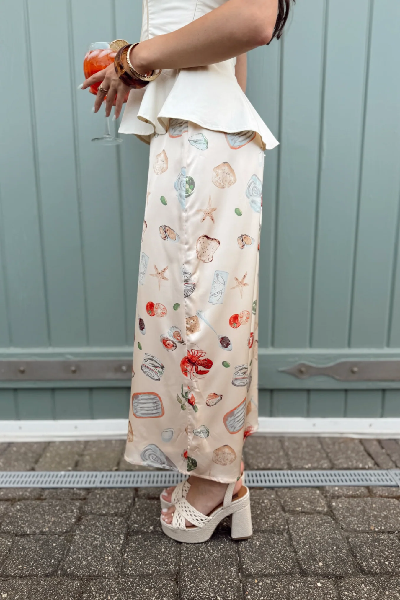 Nova Cream Multi Coastal Midi Skirt - Image 3