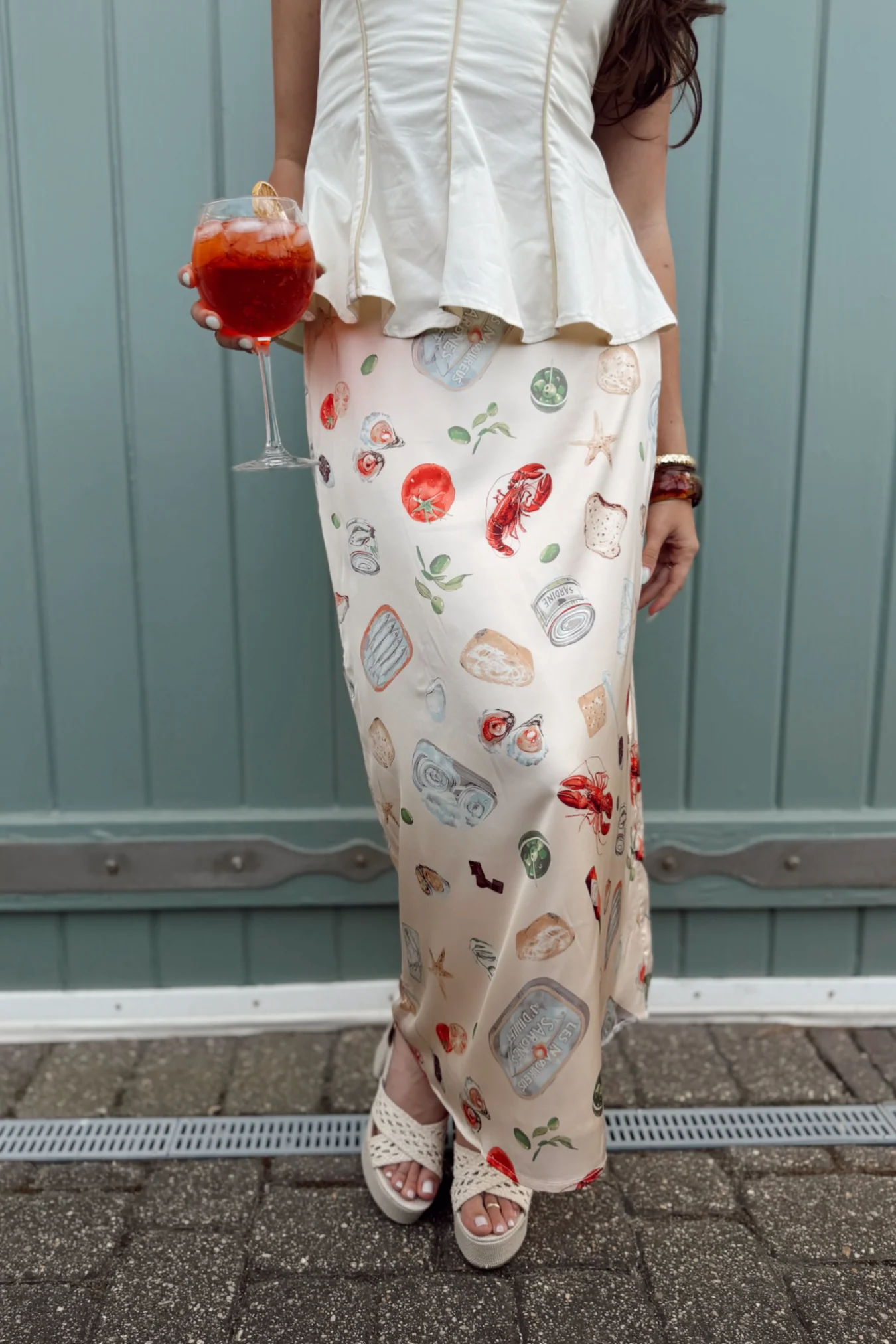 Nova Cream Multi Coastal Midi Skirt - Image 5