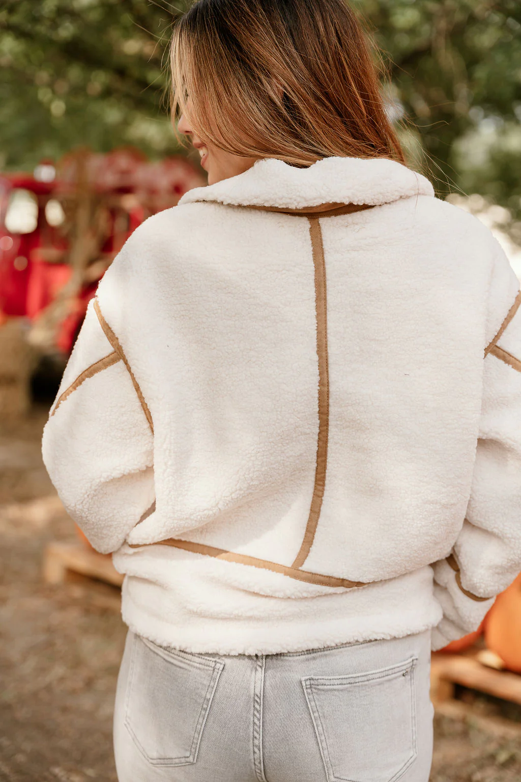 Nova Ivory Shearling & Brown Suede Jacket - Image 7