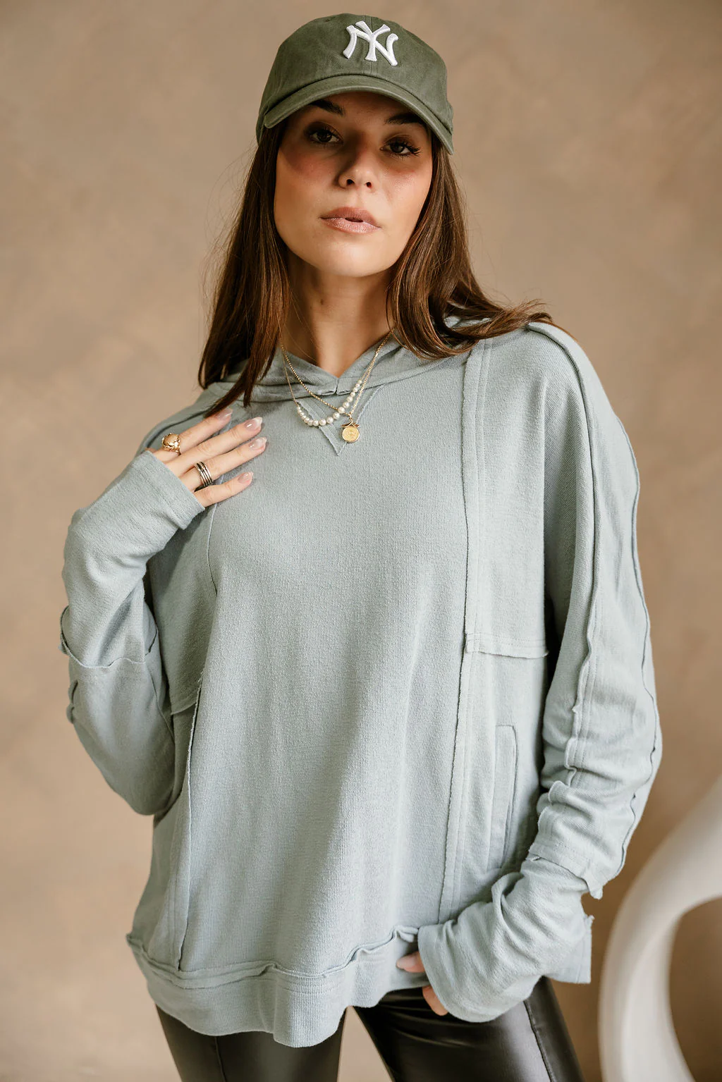 Anaya Dusty Blue Long Sleeve Top