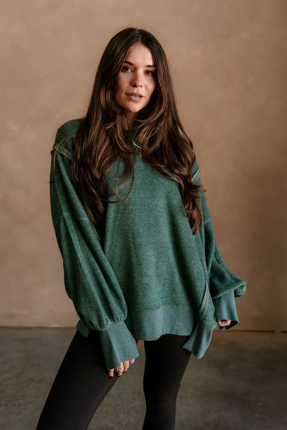 Nylah Dark Green Long Sleeve Sweatshirt