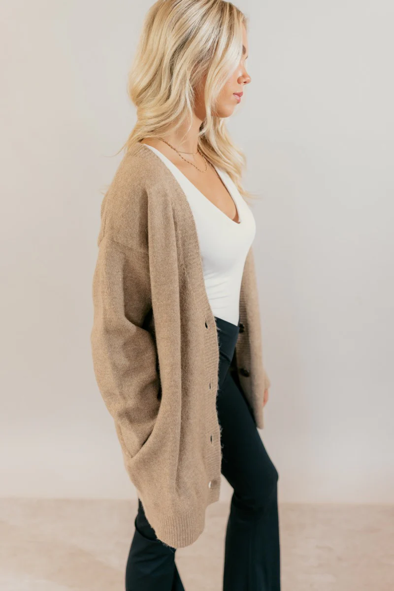 Oaklynn Mocha Oversized Cardigan - Image 3