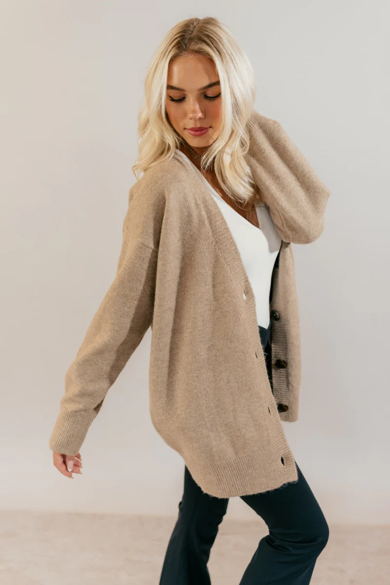 Oaklynn Mocha Oversized Cardigan - Image 4