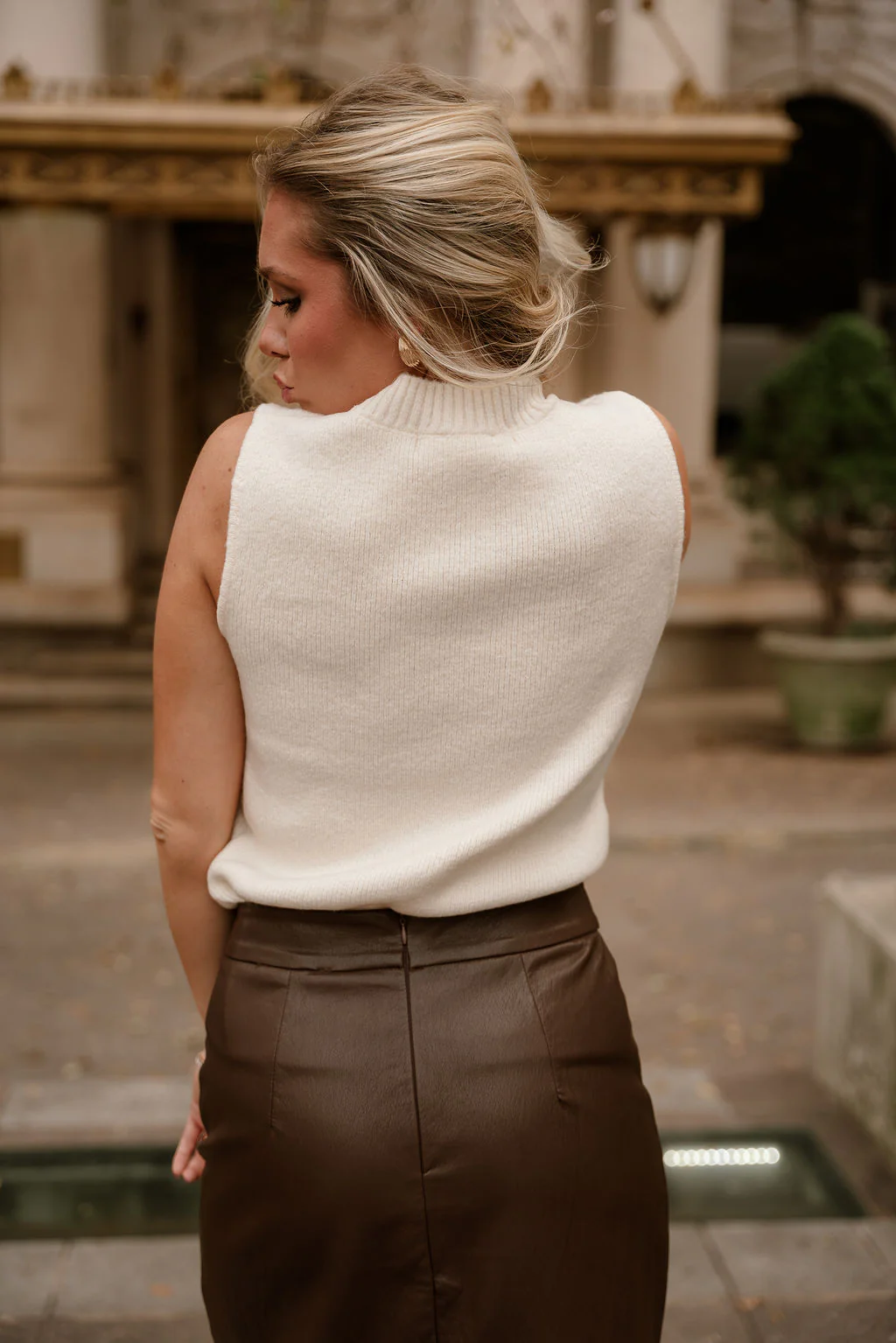 Olivia Cream Knit Sleeveless Top - Image 4
