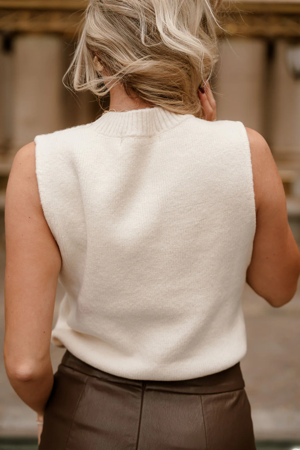 Olivia Cream Knit Sleeveless Top - Image 5