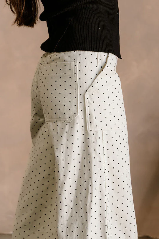 Olivia Cream Polka Dot Wide Leg Jeans - Image 4