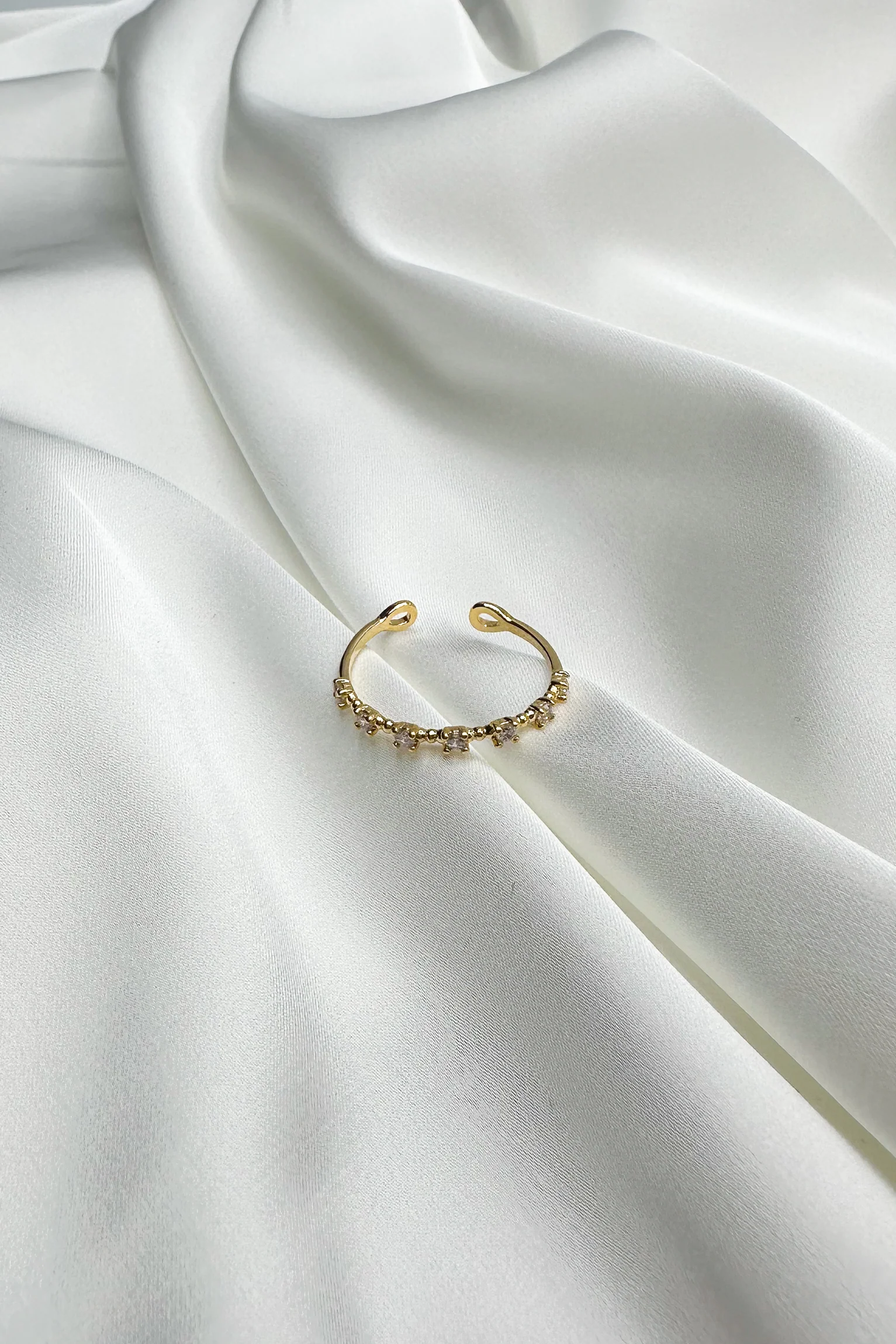 Olivia Rhinestone & Gold Skinny Ring - Image 2