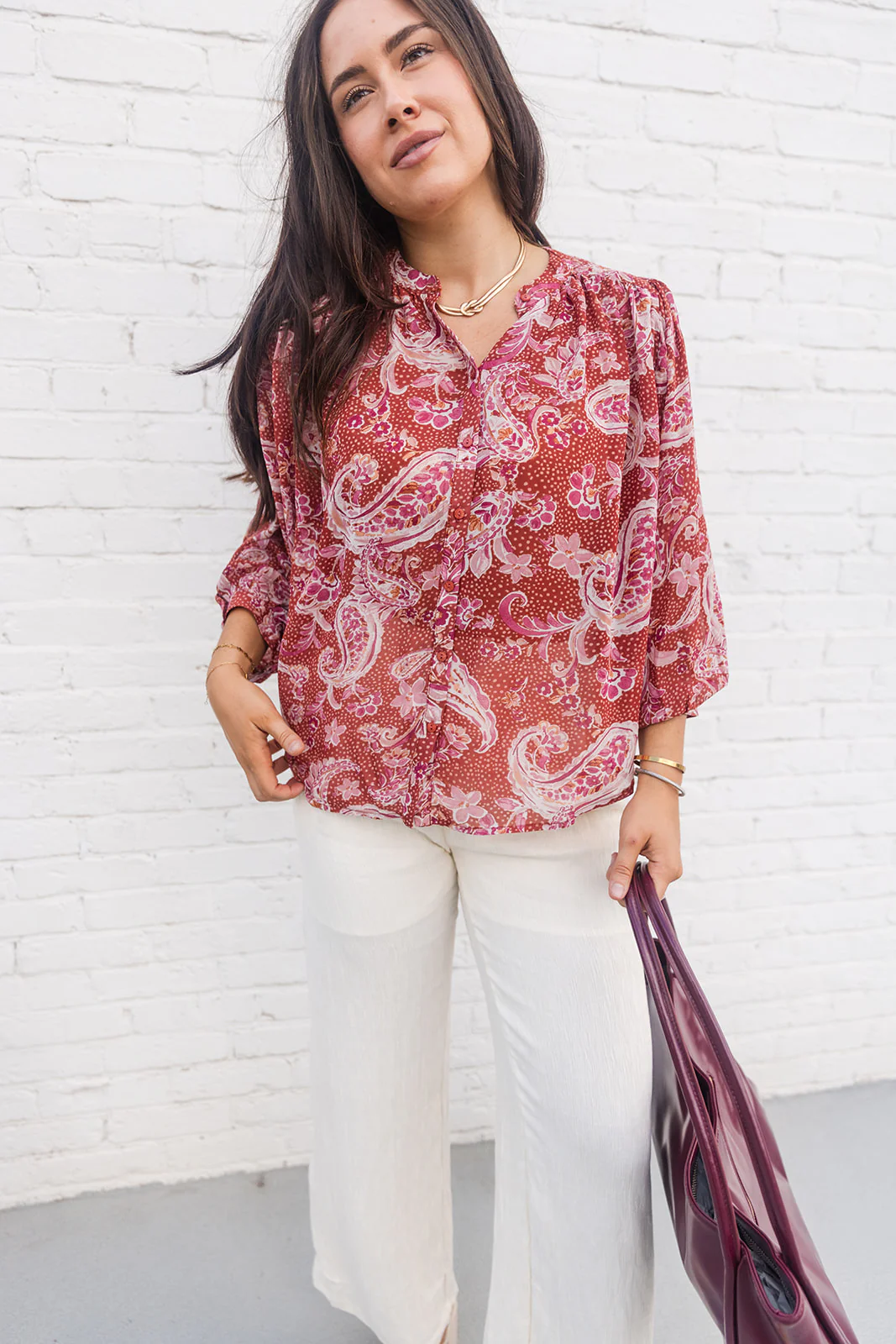 Olivia Rust & Pink Floral Paisley Top - Image 5