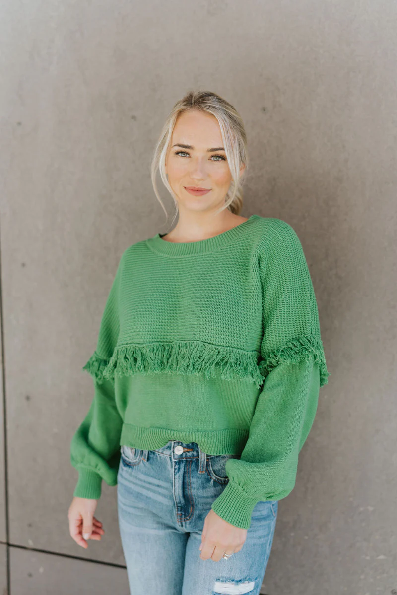 On My Own Fringe Sweater