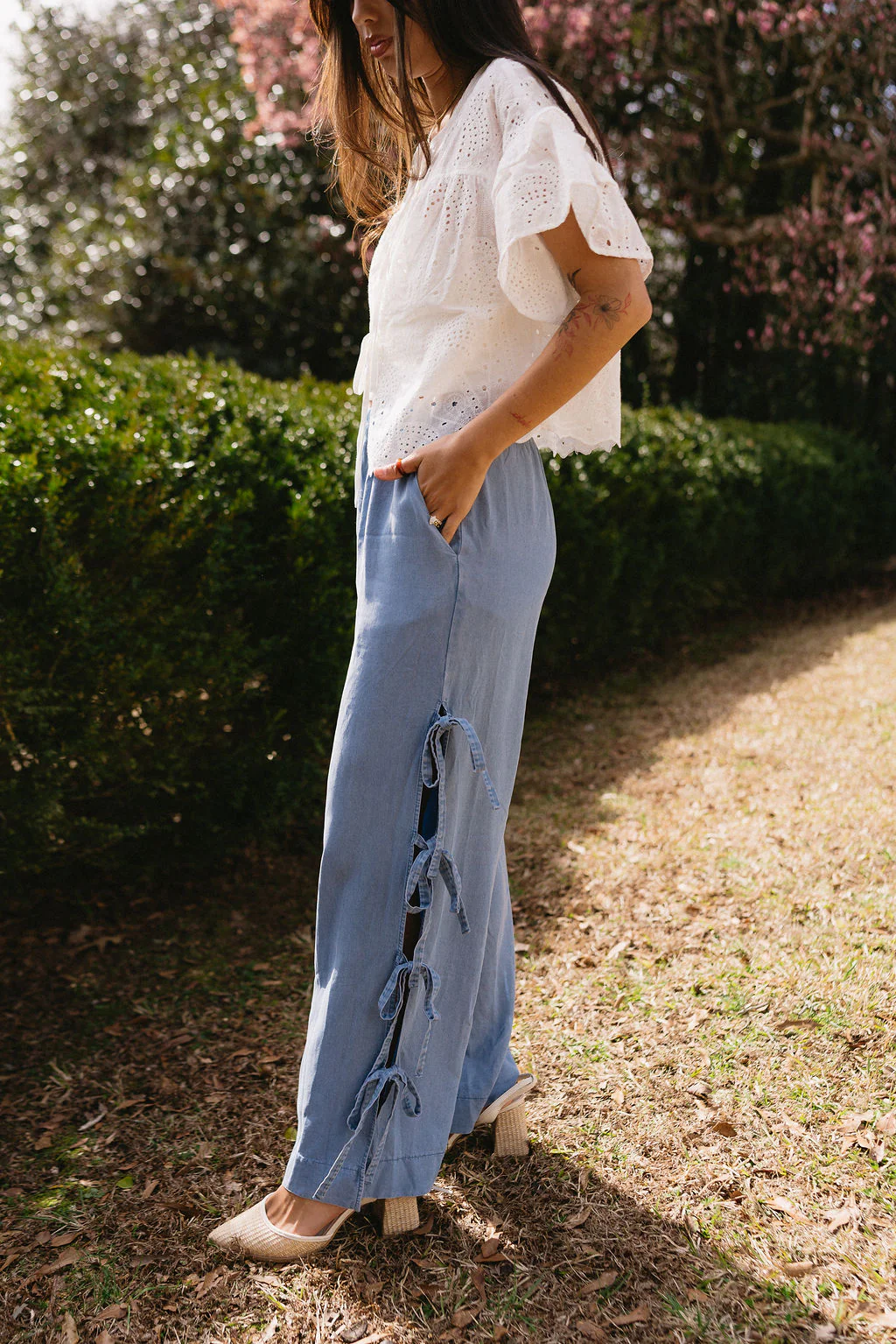 Valencia Blue Side Ties Wide Leg Pants - Image 4