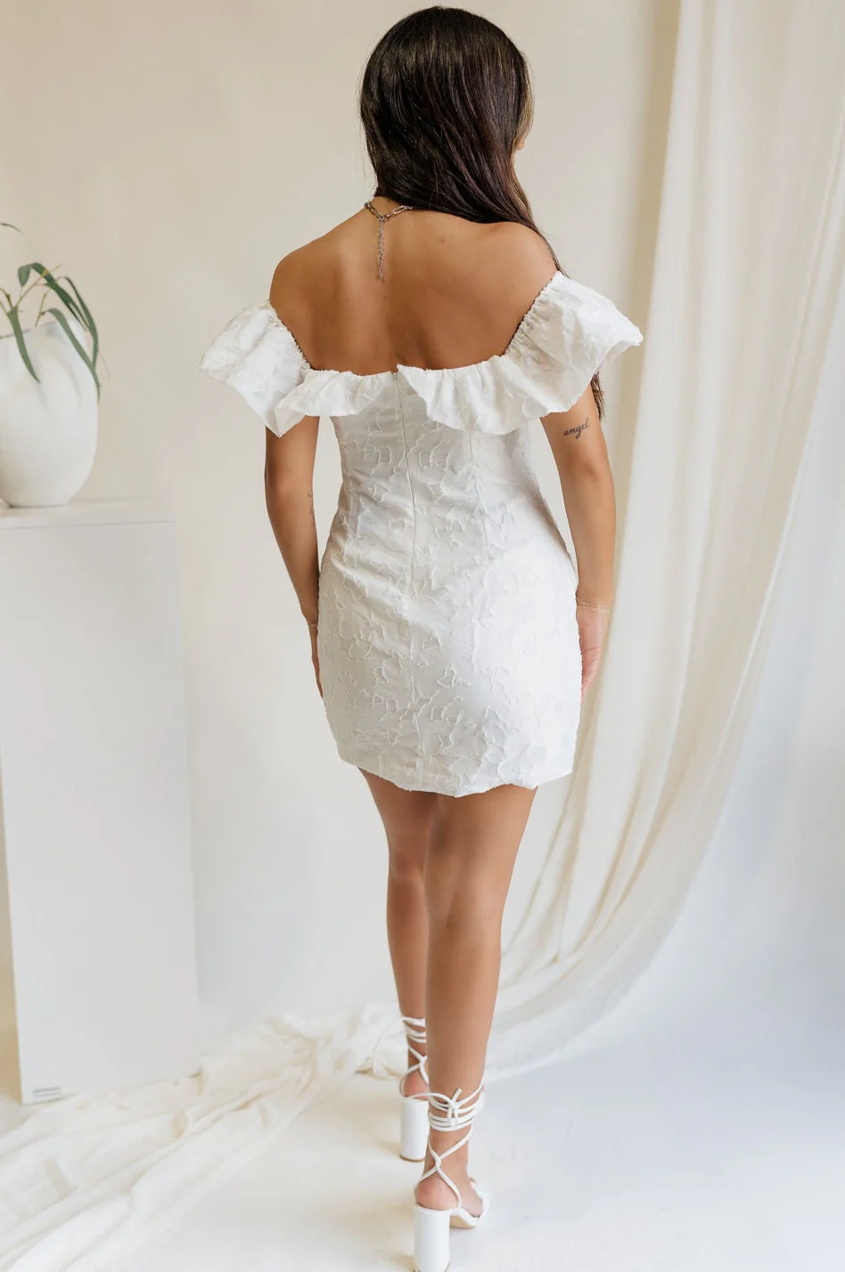 Paisley Off White Floral Mini Dress - Image 8