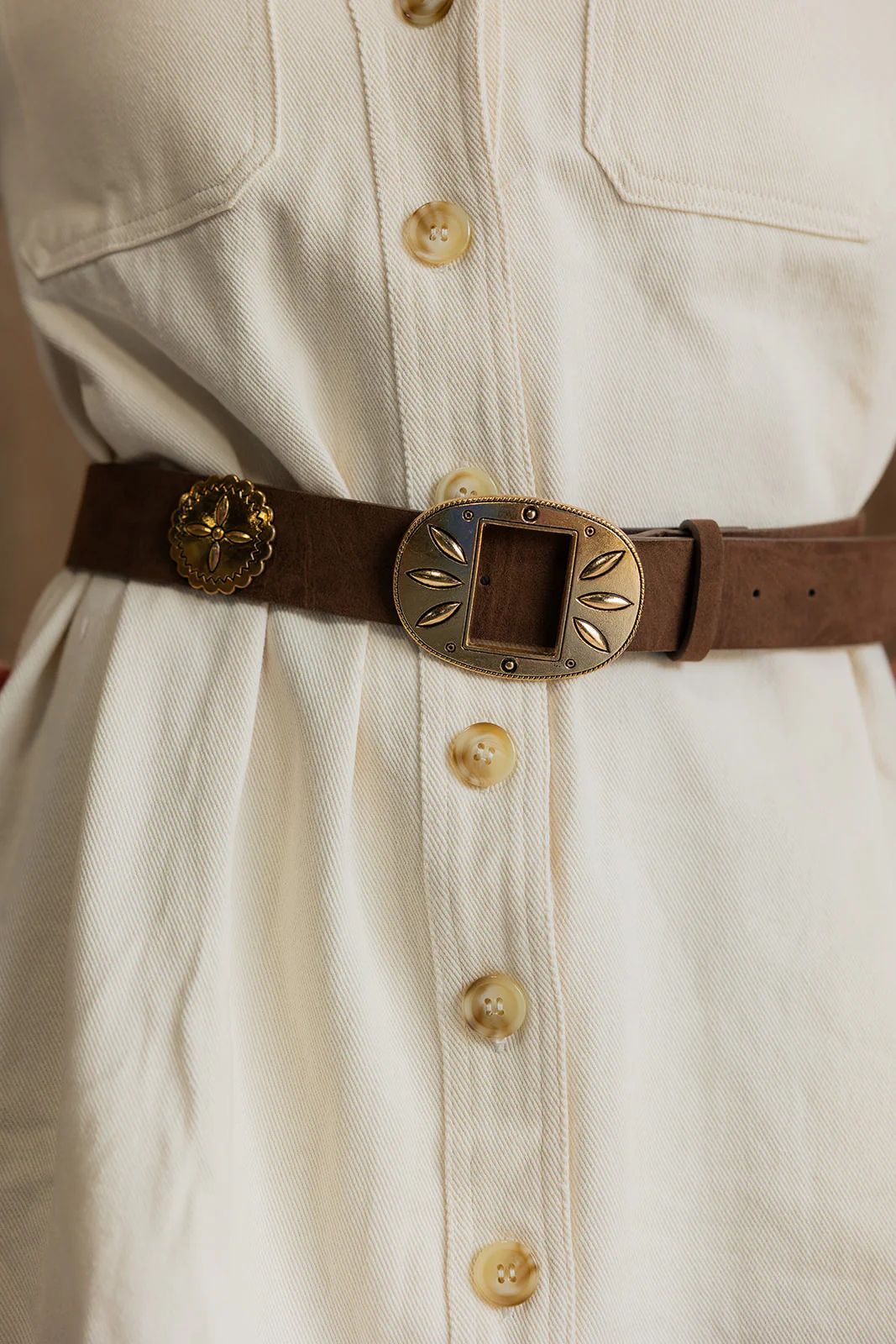 Palmer Brown & Gold Suede Western Belt - Image 3