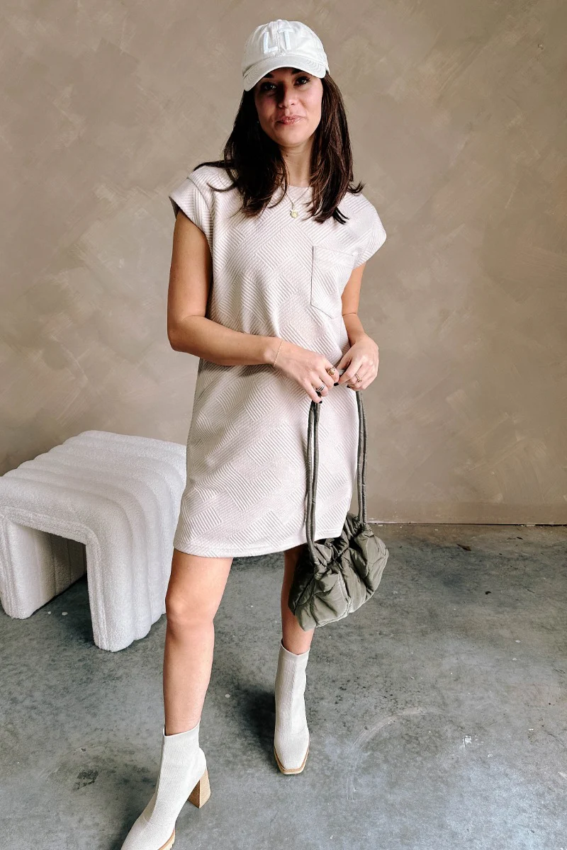 Palmer Light Taupe Short Sleeve Dress - Image 2