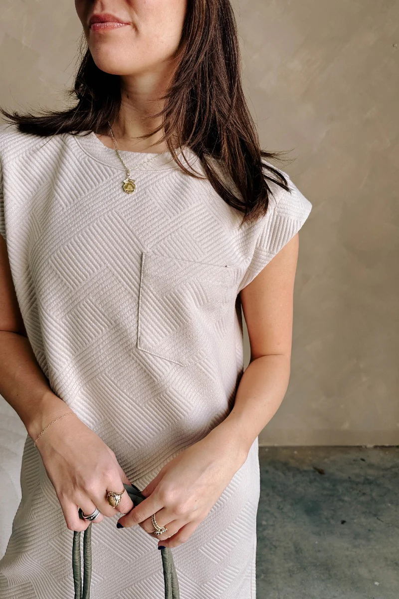 Palmer Light Taupe Short Sleeve Dress - Image 3