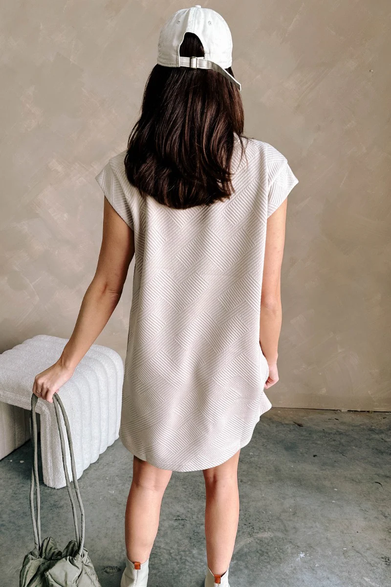 Palmer Light Taupe Short Sleeve Dress - Image 6